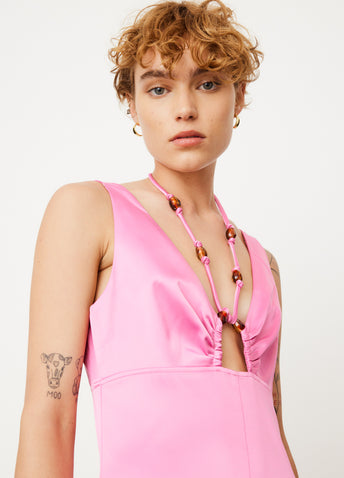 Double Satin Halter-Neck Dress