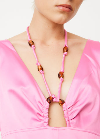 Double Satin Halter-Neck Dress
