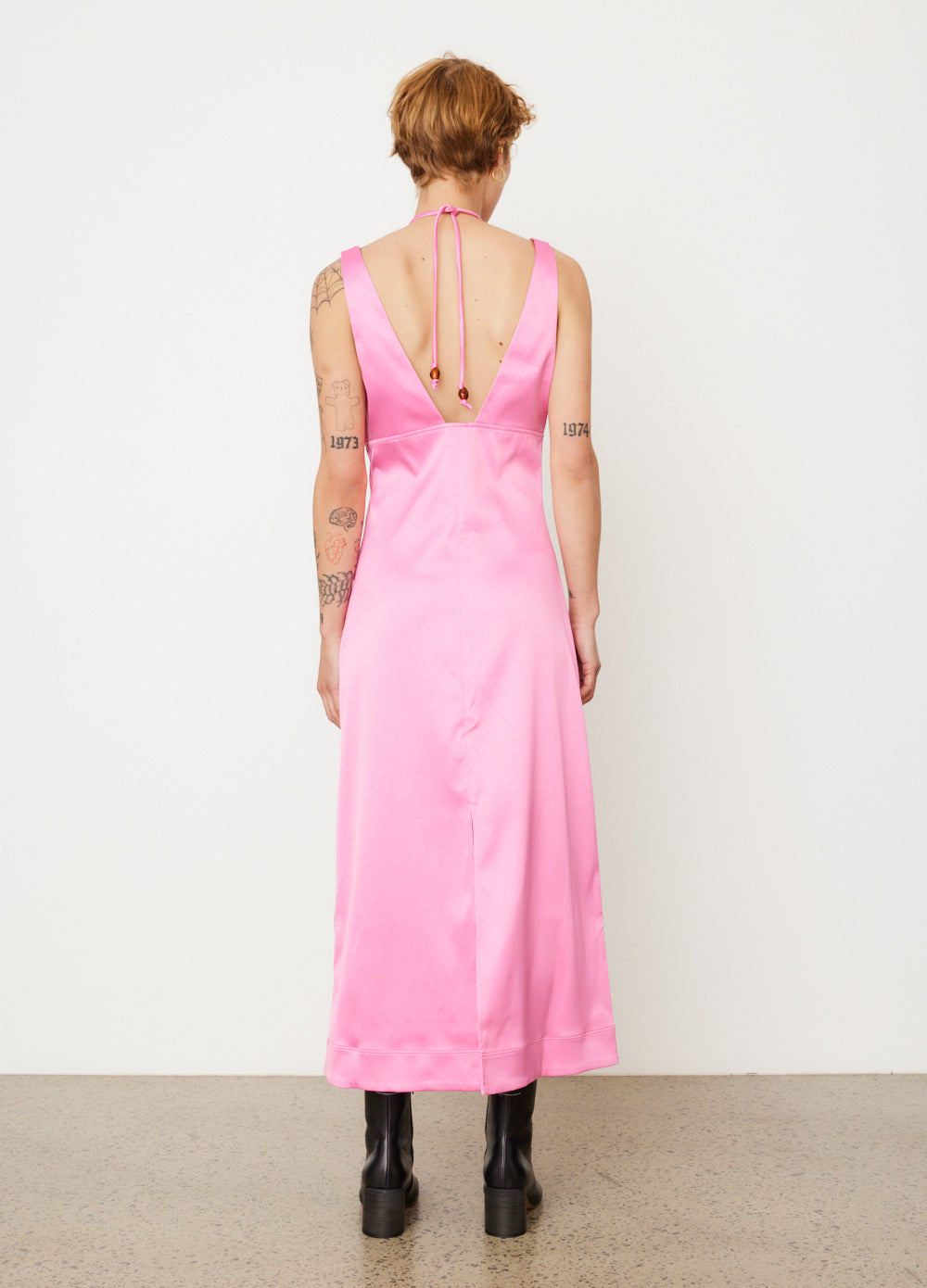 Double Satin Halter-Neck Dress