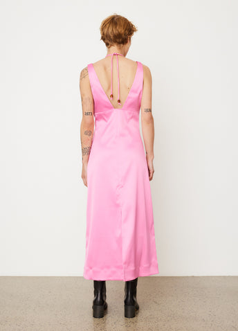 Double Satin Halter-Neck Dress
