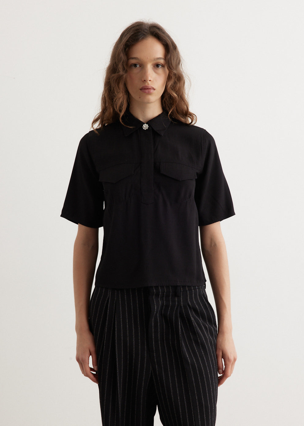 Ganni - Viscose Twill Blouse - Tops,Specials : American Fashion Style Bags On Sale Ganni - Viscose Twill Blouse - Tops,Specials : American Fashion Style Bags On Sale