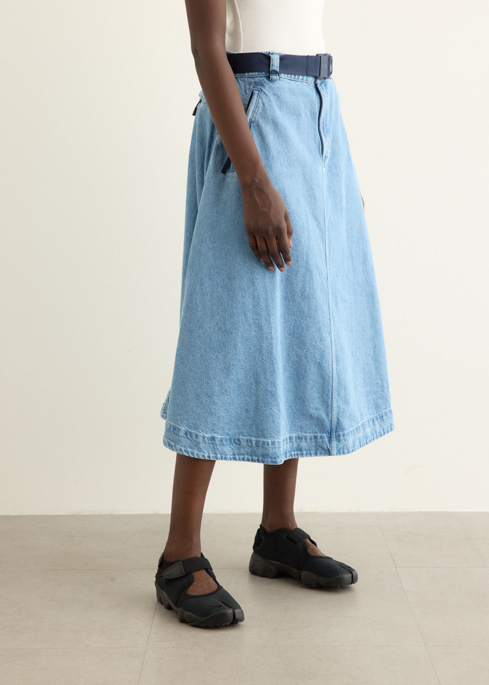 Women's Flared Denim Maxi Skirt