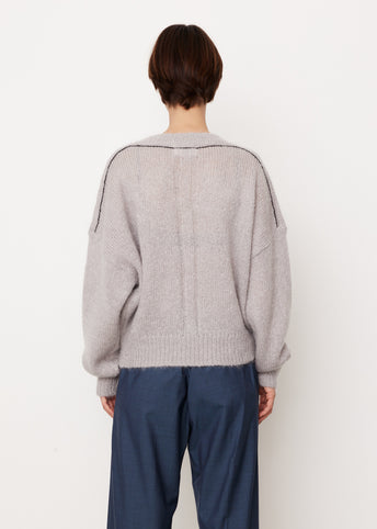 V-Neck Mohair Boxy Knit Sweater