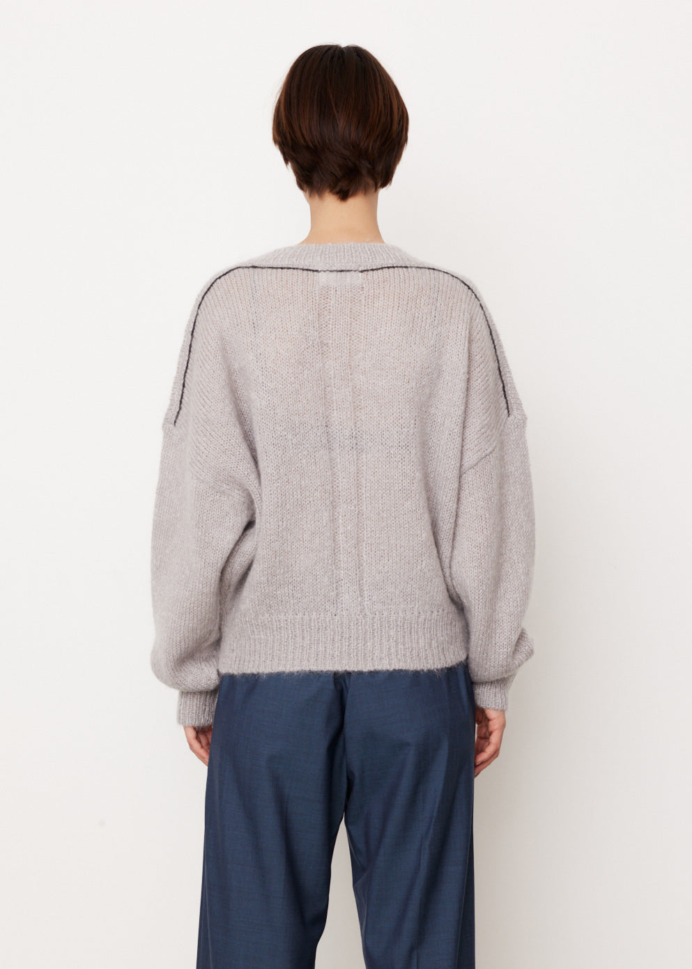 V-Neck Mohair Boxy Knit Sweater