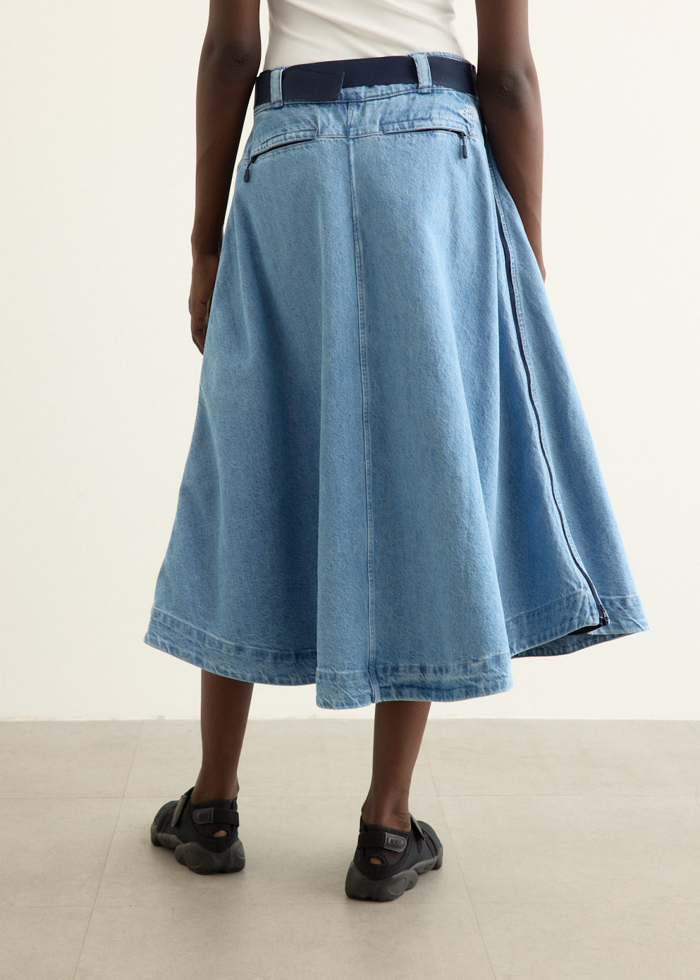 Women's Flared Denim Maxi Skirt