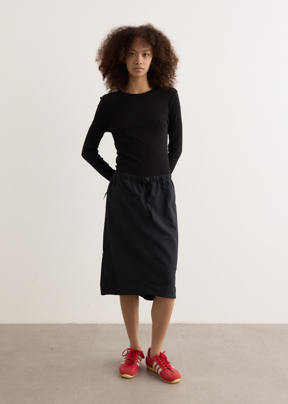 Nylon Packable Midi Skirt