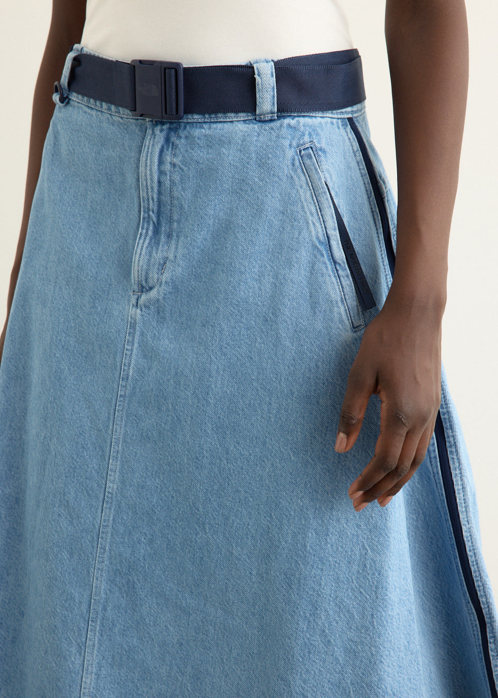Women's Flared Denim Maxi Skirt