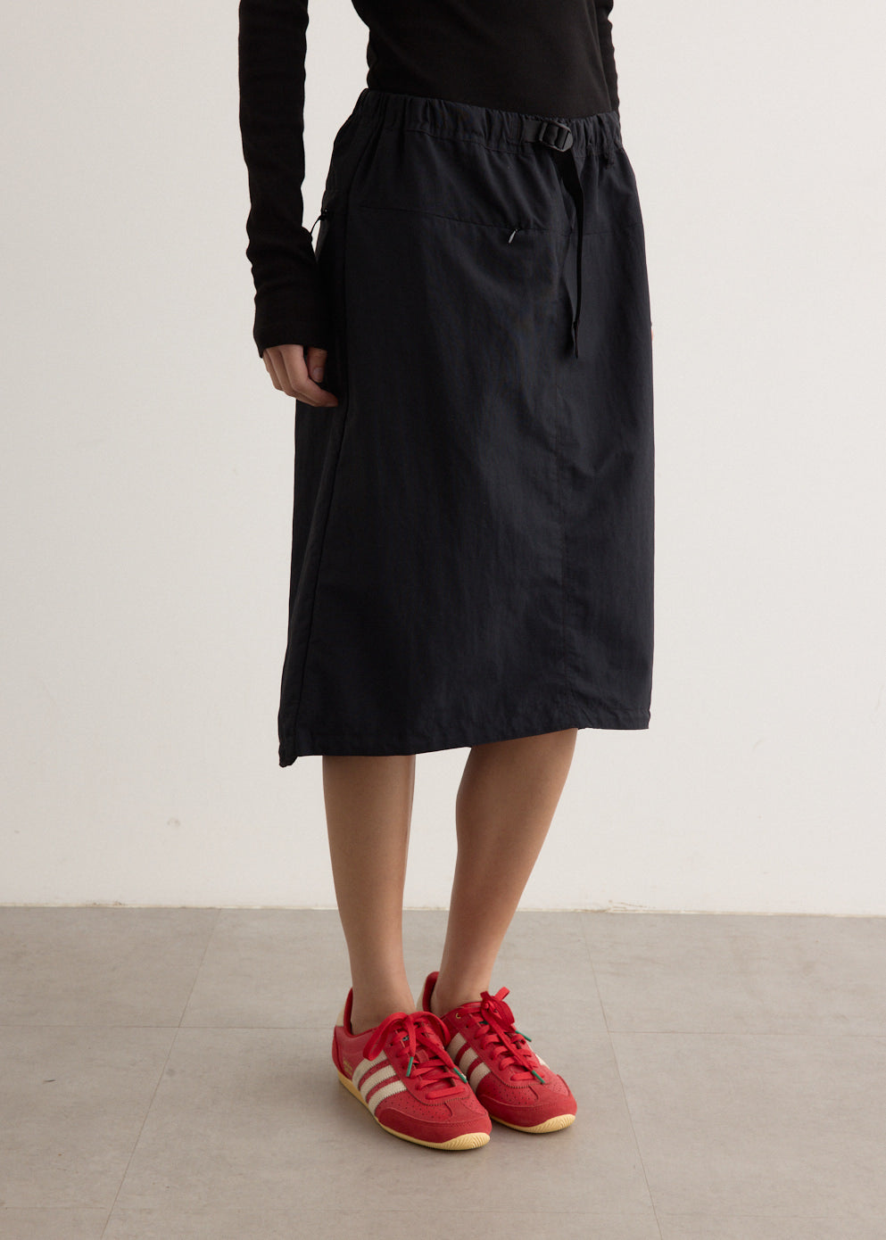 Nylon Packable Midi Skirt