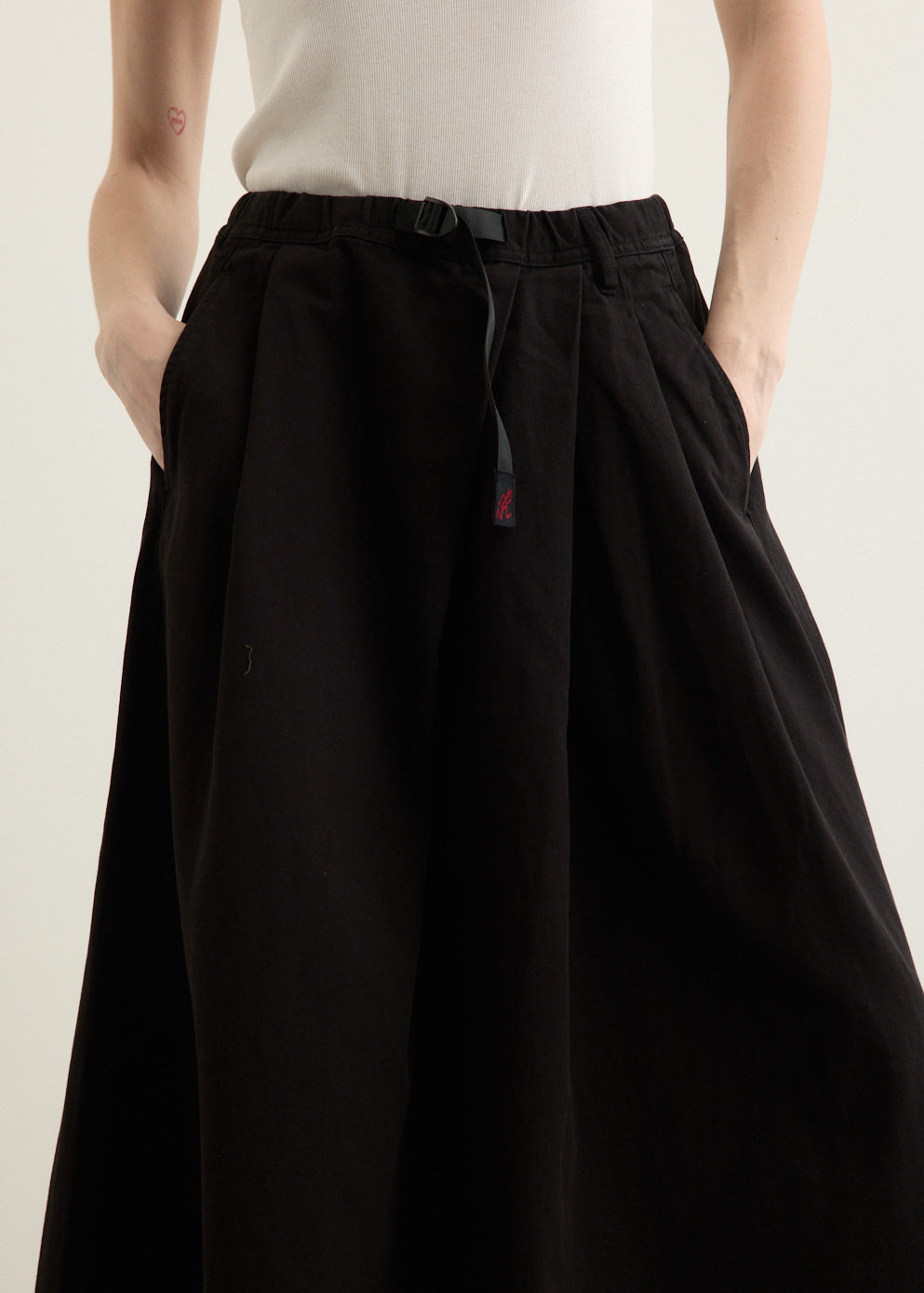 【Peku様】23AW UGNE SKIRT ブラック Womens 25/27 Inches Rib Stonewash Panel Skirt - Double