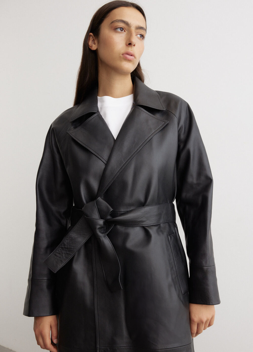 Bridges Leather Trench Coat