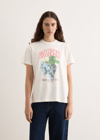 Basic Cotton Jersey Grapes Relaxed T-Shirt