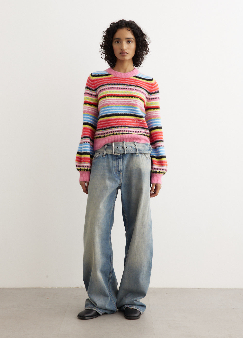 Soft Wool Stripe O-Neck Sweater