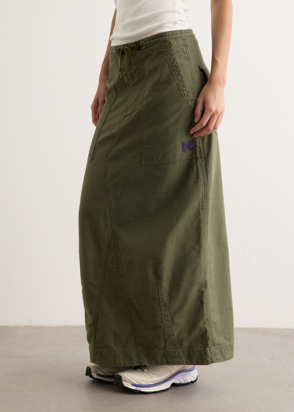 needles string fatigue skirt グリーン NEEDLES/ ニードルズ String Fatigue Skirt-Back Sateen（ロング