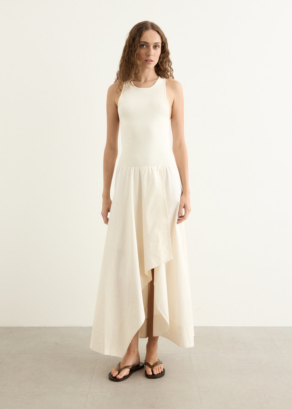 Knit Bodice Asymm Dress