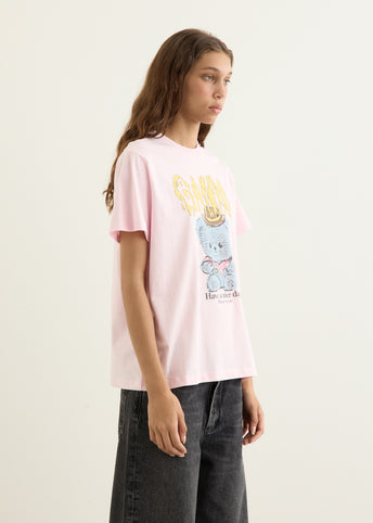 Basic Cotton Jersey Cowboy Bear Print T-Shirt