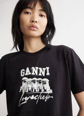 Ganni Thin Jersey Puppy Love Relaxed Tee Black | BSTN Store