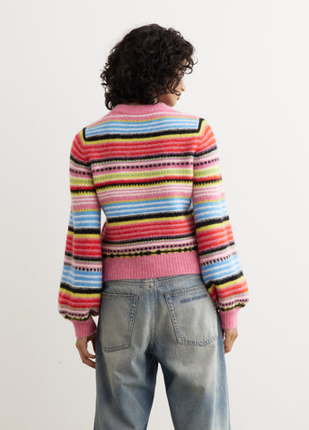 Soft Wool Stripe O-Neck Sweater