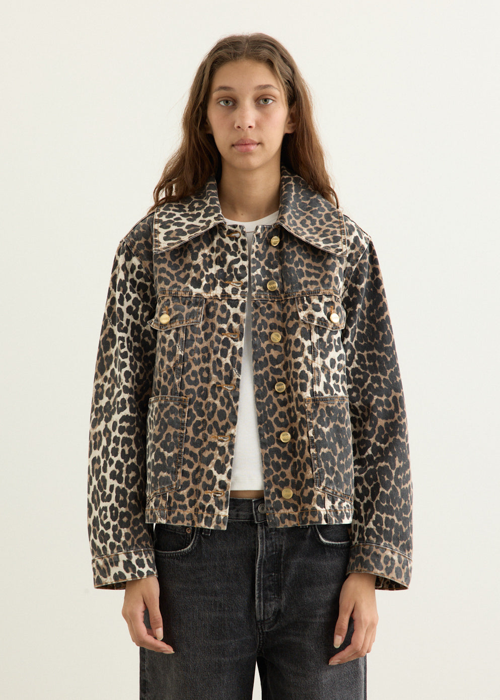Leopard Print Denim Jacket