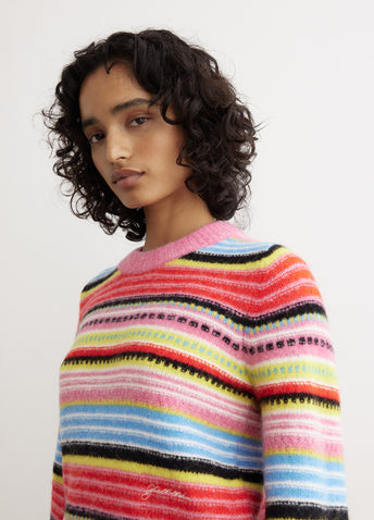 Soft Wool Stripe O-Neck Sweater