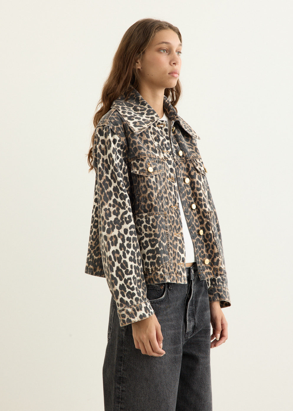 Leopard Print Denim Jacket