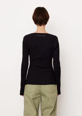 Drapey Rib Square Neck Long Sleeve Top