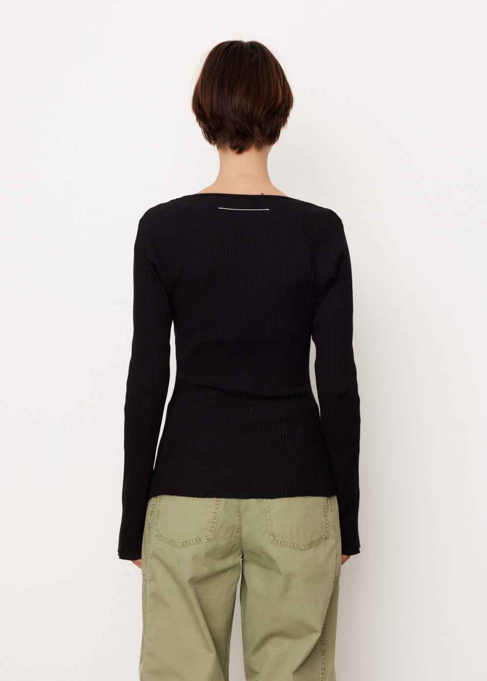 Drapey Rib Square Neck Long Sleeve Top