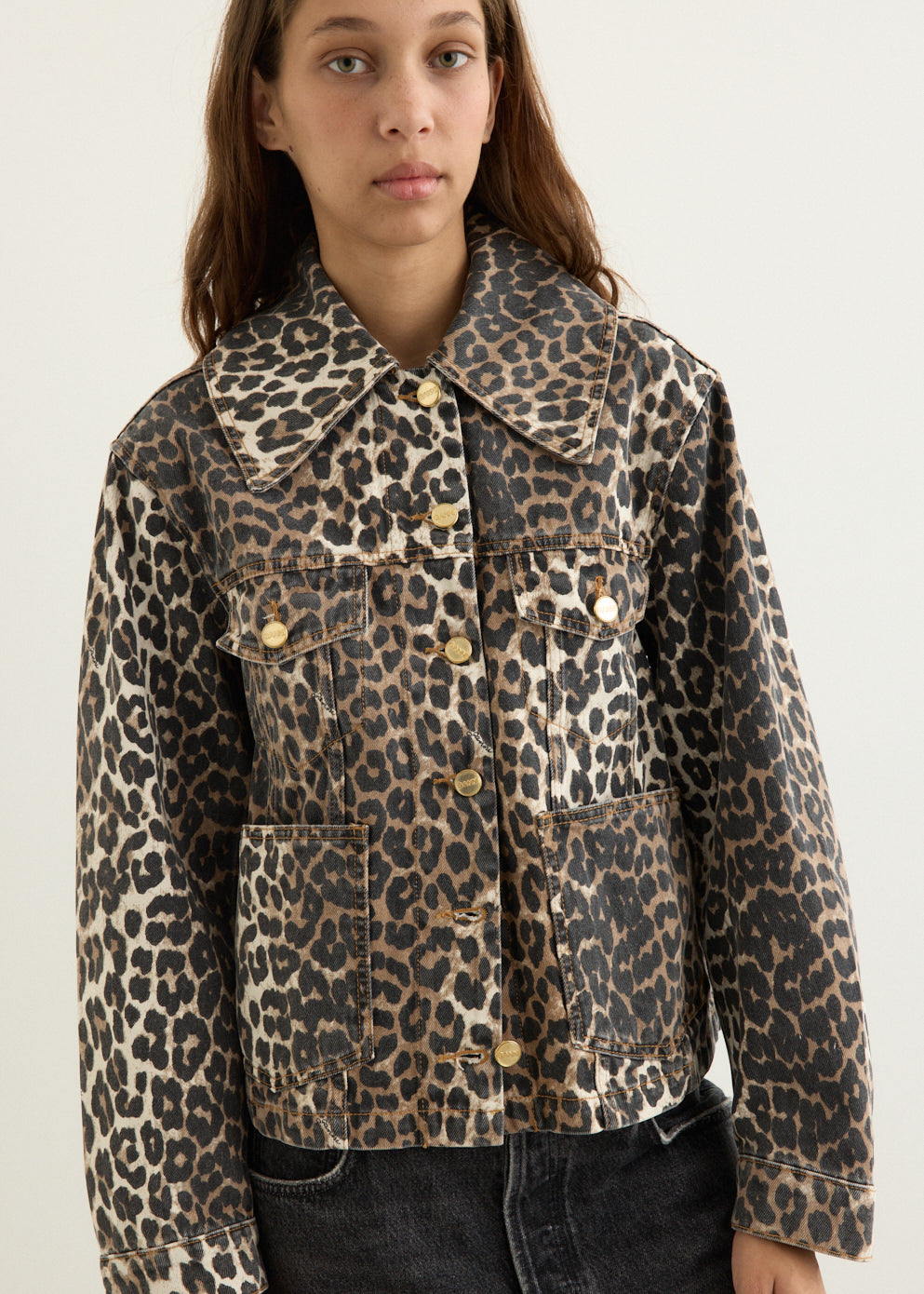 Leopard Print Denim Jacket