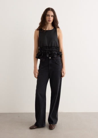 Duchesse Nylon Open Back Frill Top