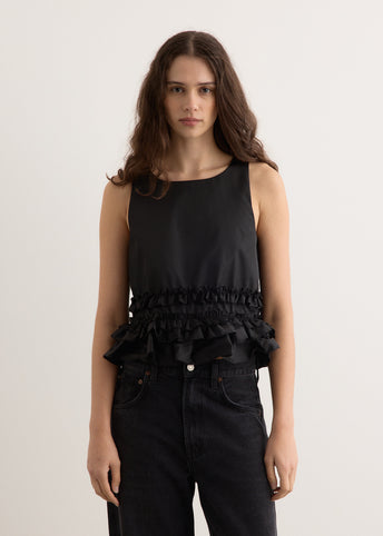 Duchesse Nylon Open Back Frill Top