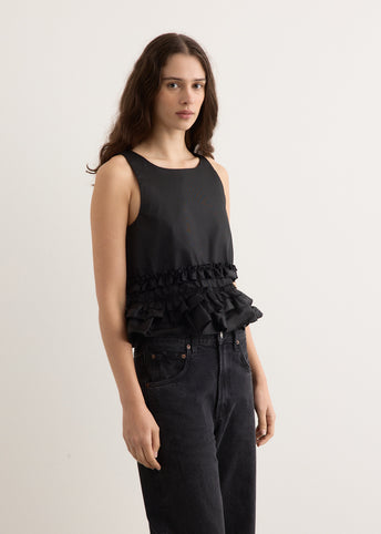 Duchesse Nylon Open Back Frill Top