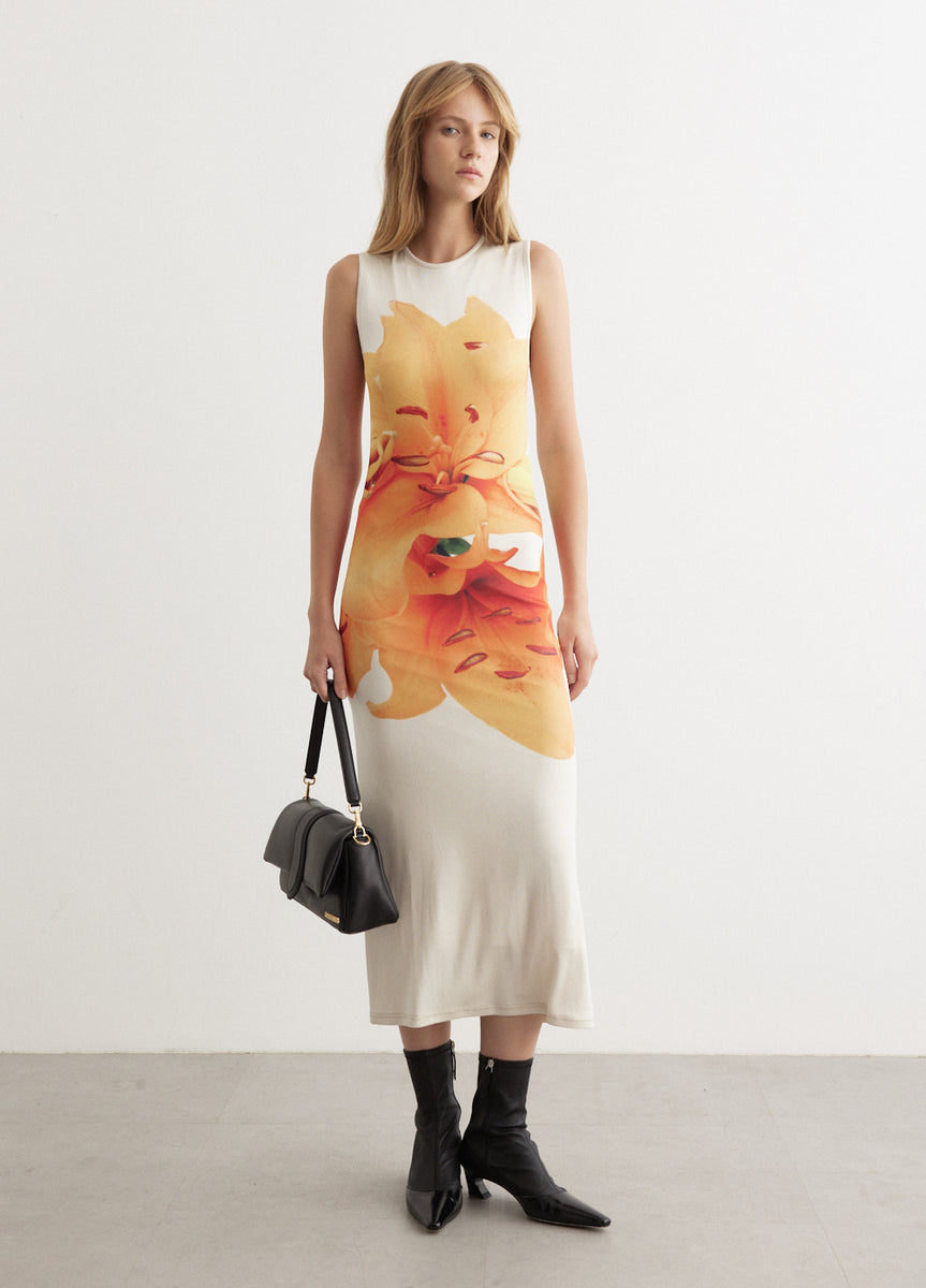 orange lily dress Printed UK Size:20 Beaded Sequined Off Shoulder dress it up with 5-stocks