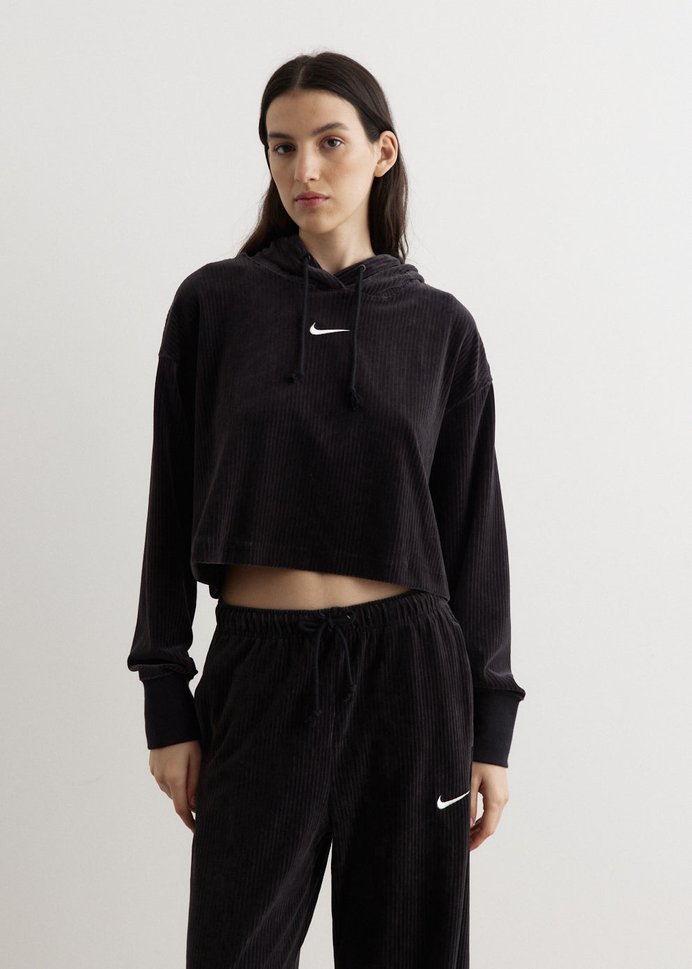 Velour Crop Hoodie