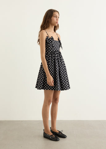 Printed Double Satin Mini Strap Dress