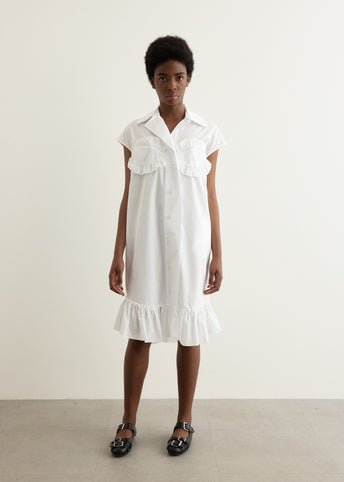 Sleeveless Ruffle Bust Detail Frill Hem Shirt Dress