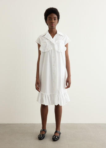 Sleeveless Ruffle Bust Detail Frill Hem Shirt Dress