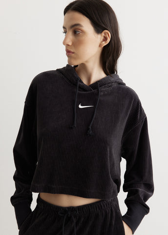 Velour Crop Hoodie