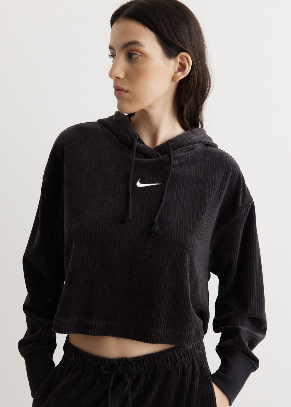 Velour Crop Hoodie