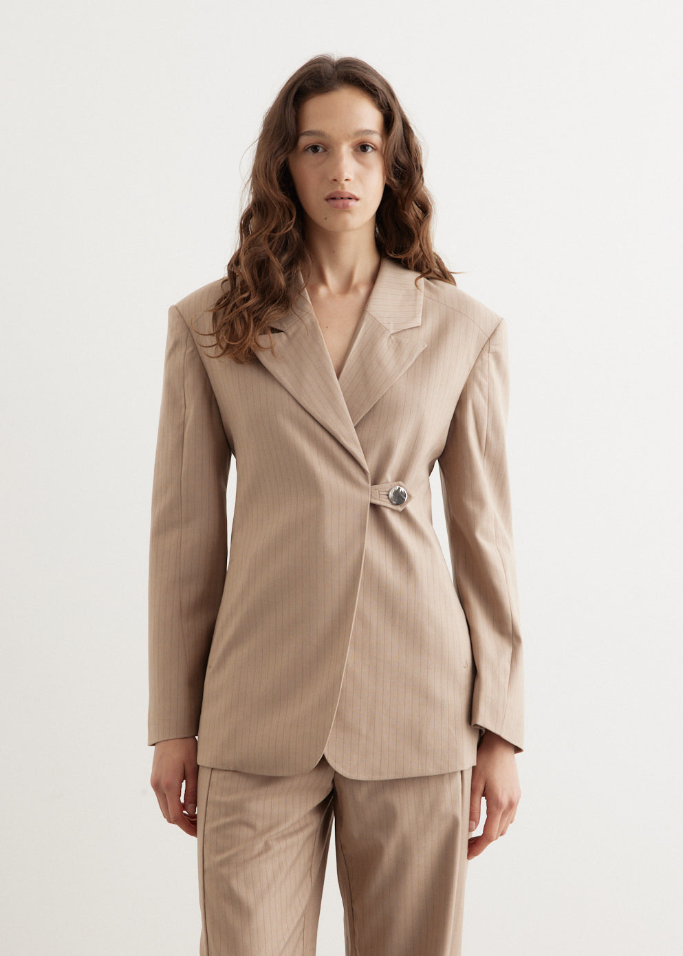 Ganni - Melange Stripe Suiting Blazer - Jacket,Specials : American Fashion Style Bags On Sale Ganni - Melange Stripe Suiting Blazer - Jacket,Specials : American Fashion Style Bags On Sale