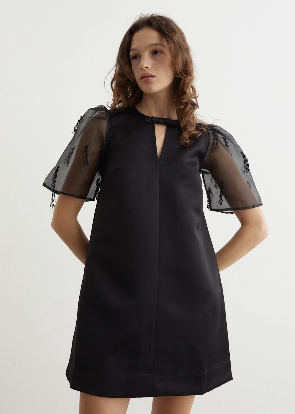 ganni fringed organza mini dress Ganni Black Fringed Organza Mini Dress