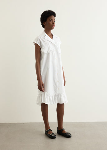 Sleeveless Ruffle Bust Detail Frill Hem Shirt Dress