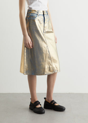 Gold Denim Midi Skirt
