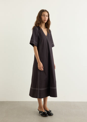 Stretch Cotton A-line Long Dress