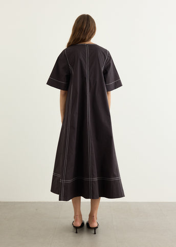 Stretch Cotton A-line Long Dress
