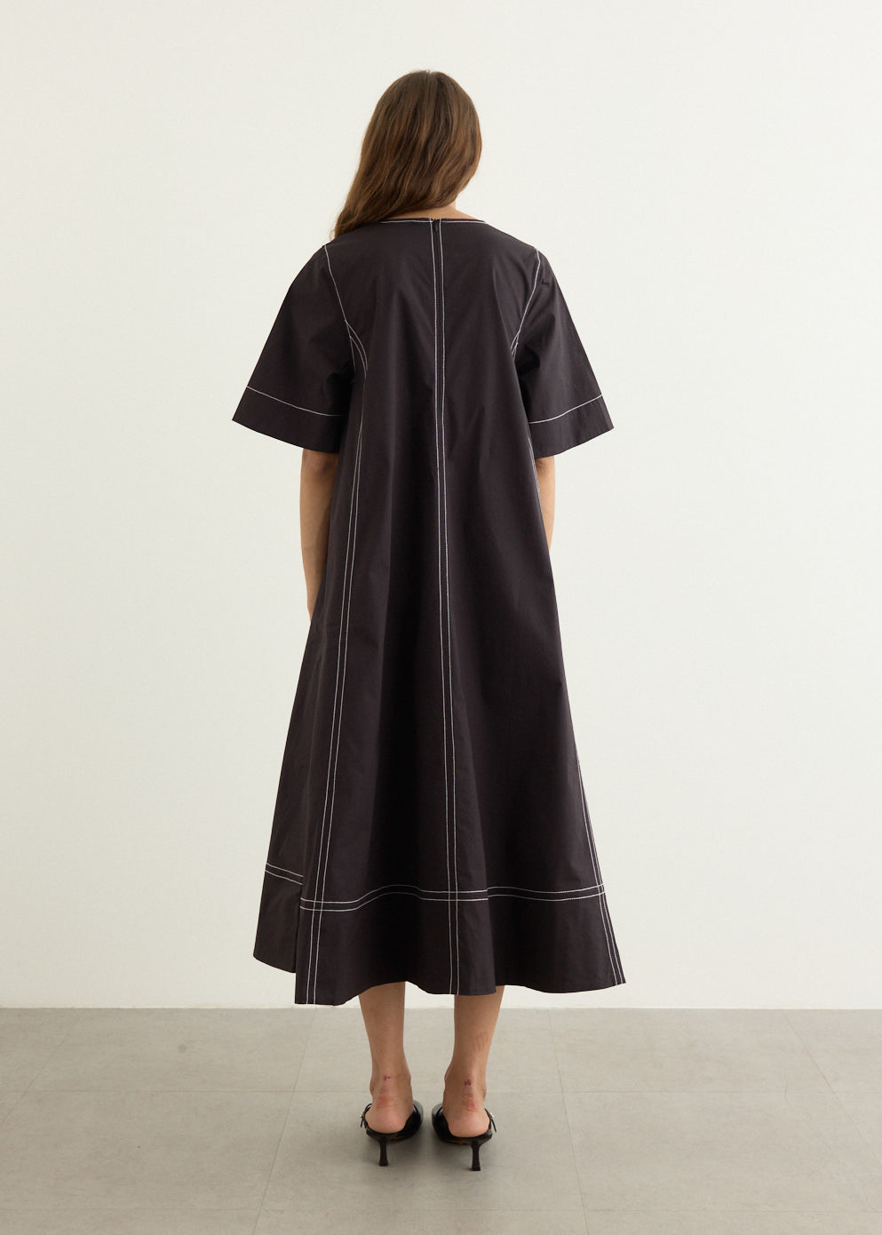 Stretch Cotton A-line Long Dress