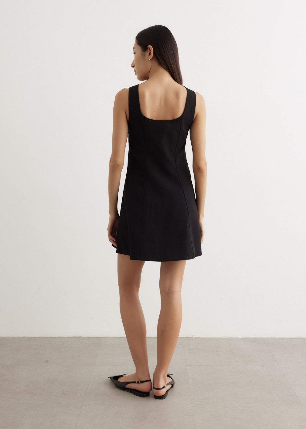 black bonded crepe mini dress MISHA The Salvador Bonded Crepe Mini Dress in Black