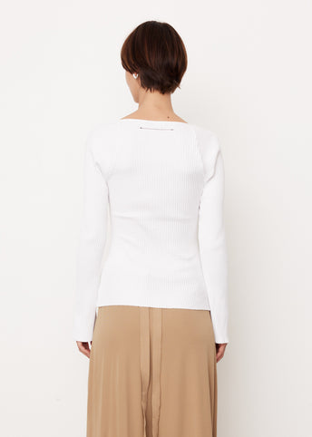 Drapey Rib Square Neck Long Sleeve Top