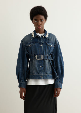 Pearl Embellished Belted Jacket
