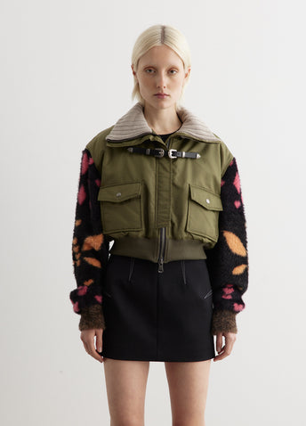 Leona Jacquard Knit Sleeve Bomber Jacket