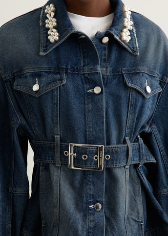 Pearl Embellished Belted Jacket