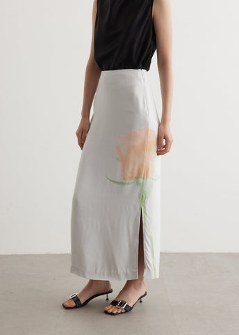 Rose Printed Midi Skirt